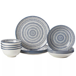 Tabletops Gallery Navy Pad Print 12-Pc Dinnerware Set, Service For 4