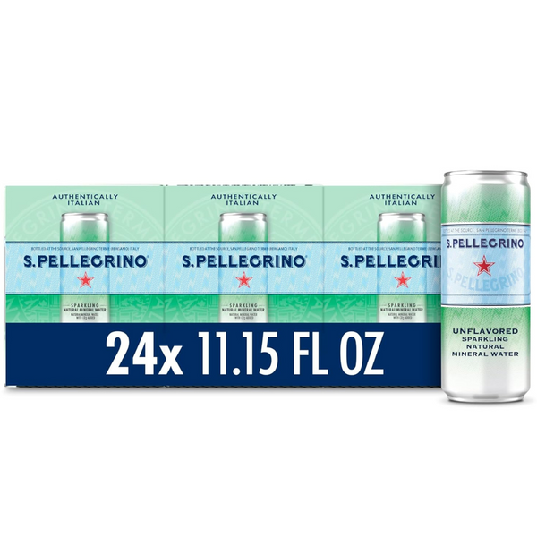 24-Pack S.Pellegrino Unflavored Sparkling Natural Mineral Water, 11.15 Fl. Oz