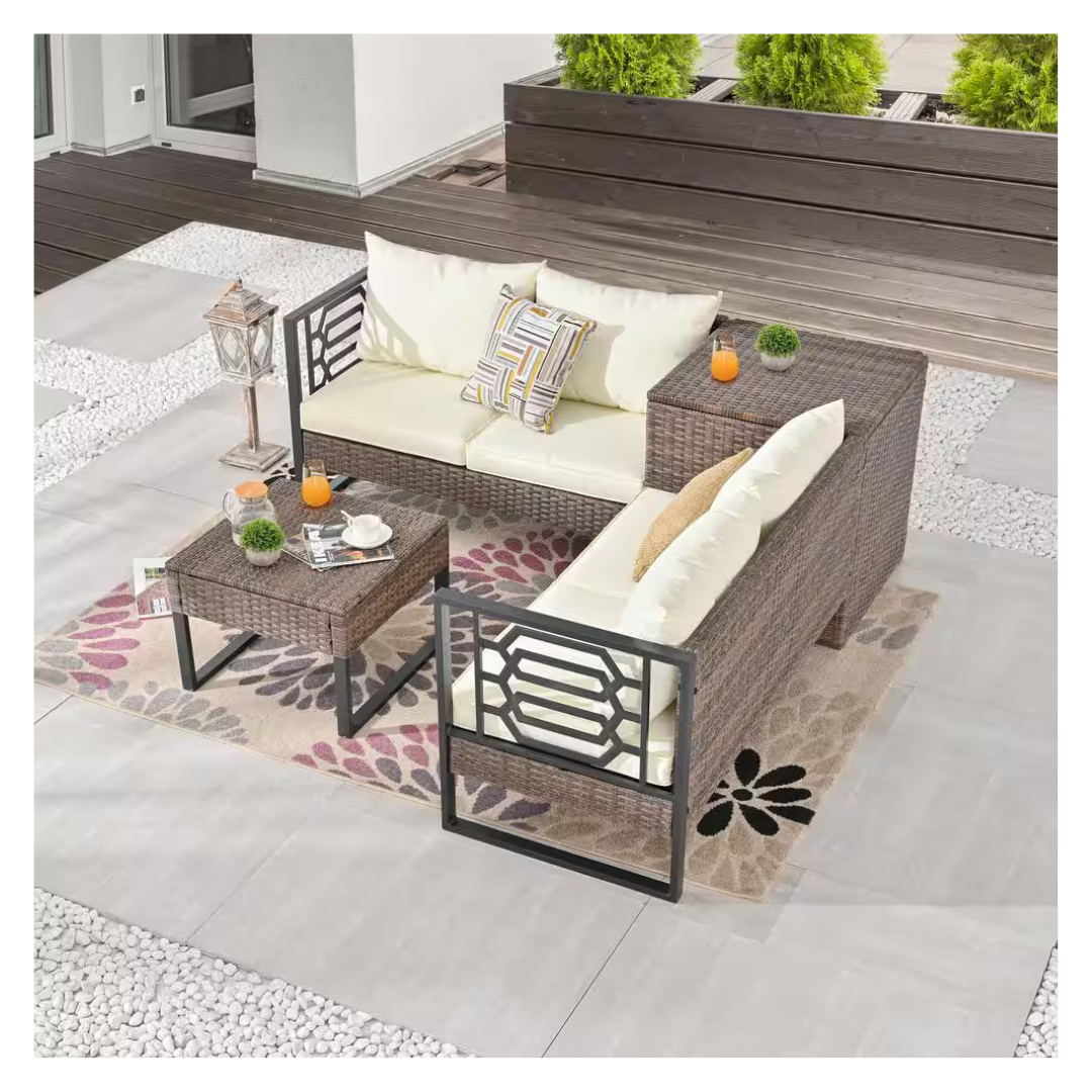 Patio Festival 4-Piece Wicker Patio Conversation Set