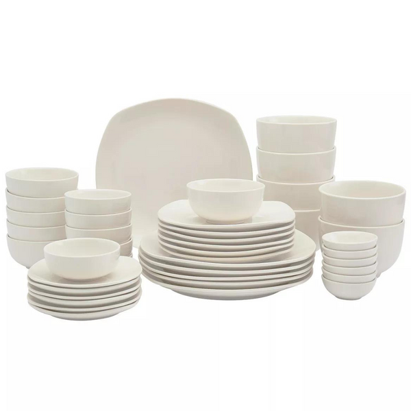 42-Piece Tabletops Unlimited Whiteware Soft Square Dinnerware Set