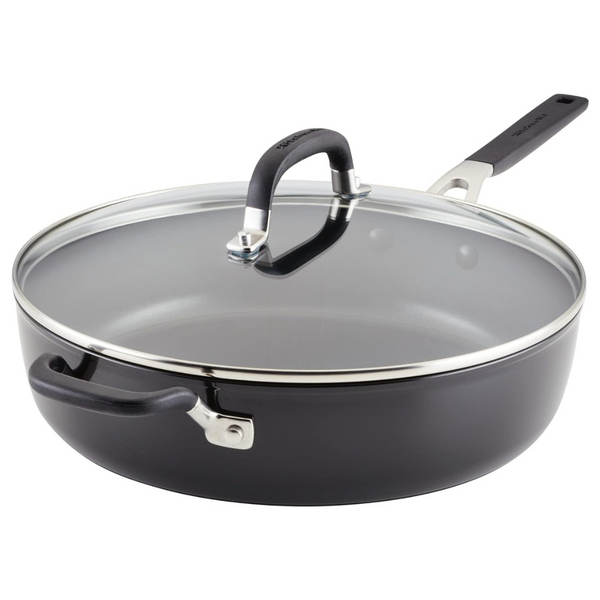 KitchenAid Hard Anodized Nonstick Saute Pan With Lid And Helper Handle