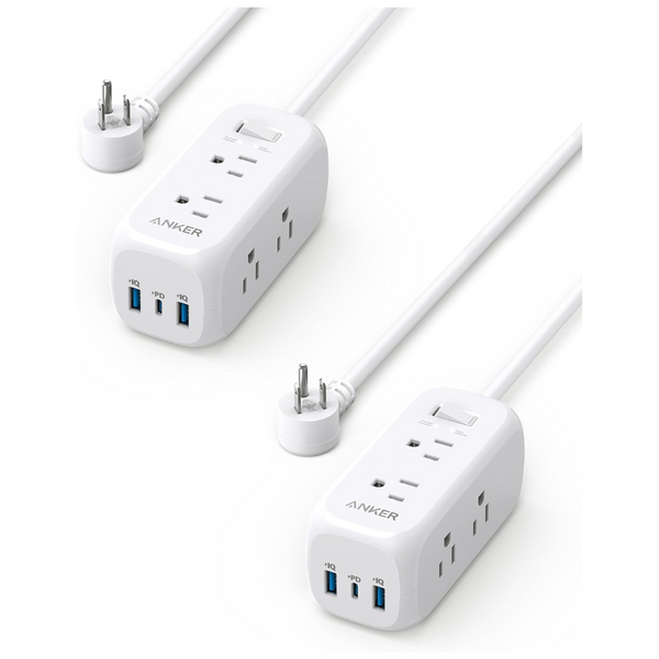 2-Pack Anker USB C 20W 6 Outlets Power Strip Surge Protector