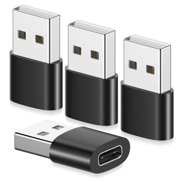 4-Pack Jiadar USB-C To USB-A Adapters (Black)