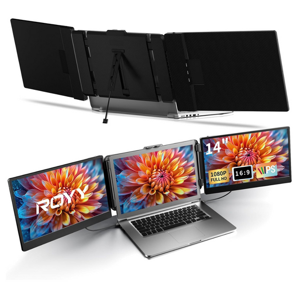 14" Portable Laptop Monitor Triple Screen Extender