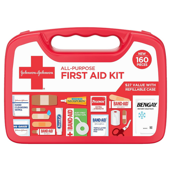 160-Pieces Johnson & Johnson All-Purpose Portable Compact First Aid Kit