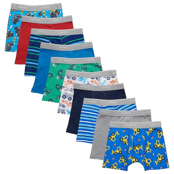 10-Pack Hanes Boys' Comfort Flex Waistband Boxer Briefs Underwear