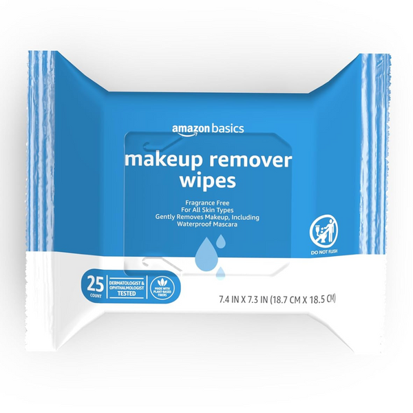 Amazon Basics Fragrance Free Makeup Remover Wipes, 25 Wipes