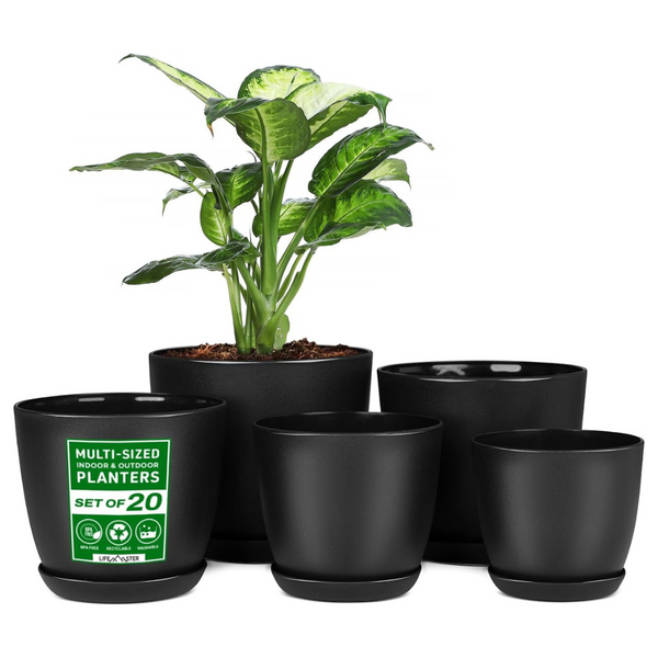 20-Pieces Lifemaster Versatile Sturdy Plastic Stackable Plant Pots