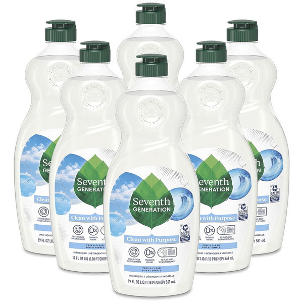 Seventh Generation Dish Liquid Soap Free & Clear Liquid Soap (Pack Of 6, 19 Oz)