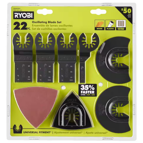 22-Piece Ryobi Oscillating Blade & Sand Paper Set (A242201)