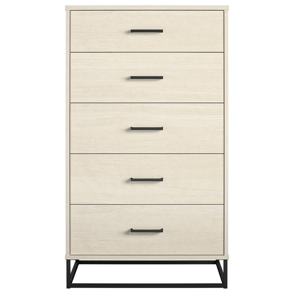 Novogratz Kelly 5 Drawer Dresser, Off-White Woodgrain Finish