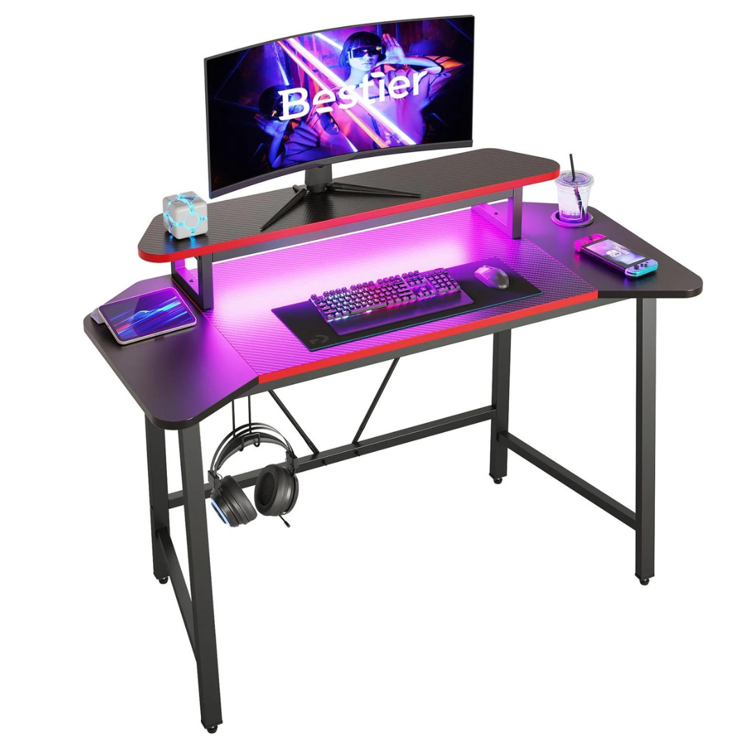 Bestier Office 50" Computer Gaming Desk With LED Lights (2 Colors)