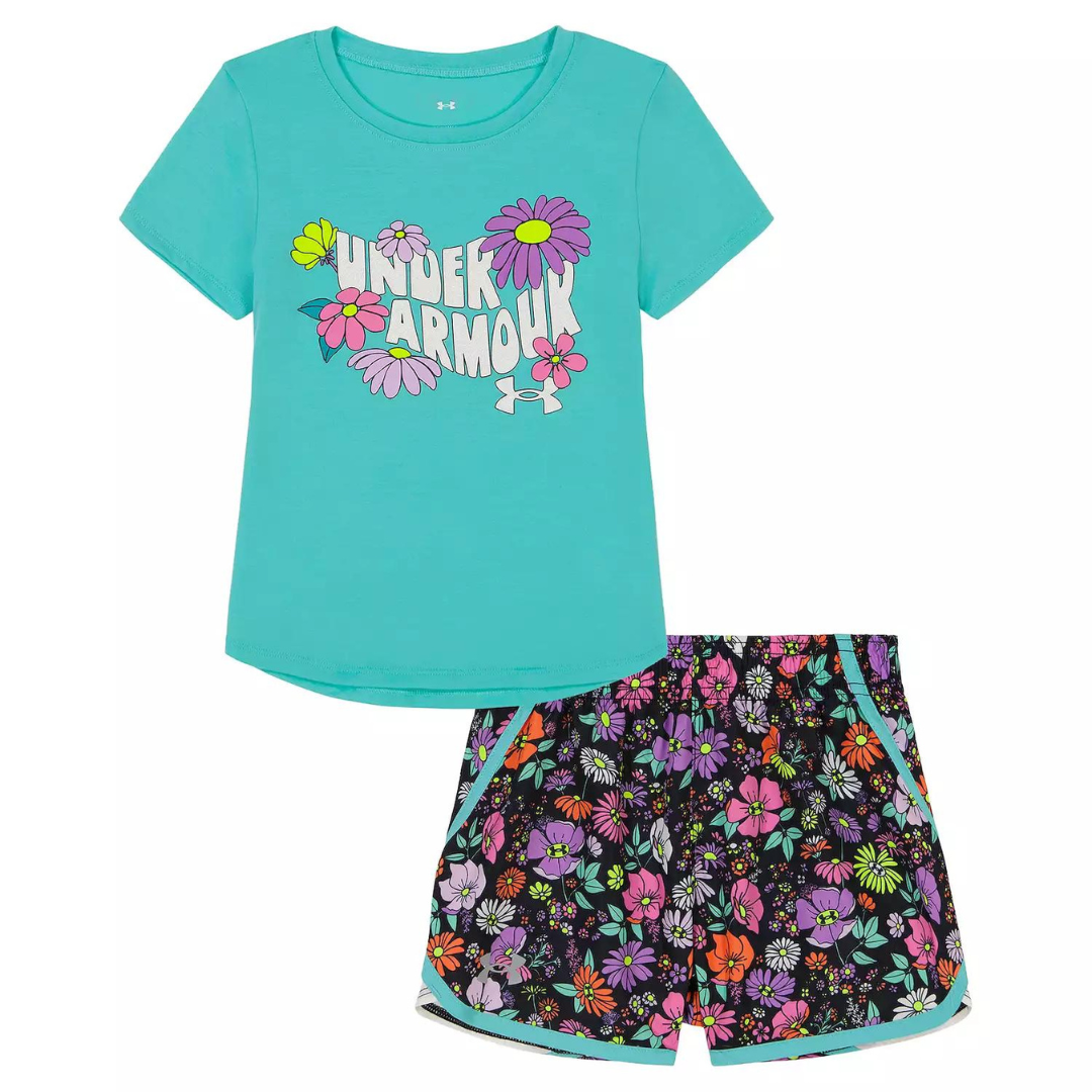 Under Armour Toddler Girls Short Sleeve Graphic Tee & Printed Shorts Set