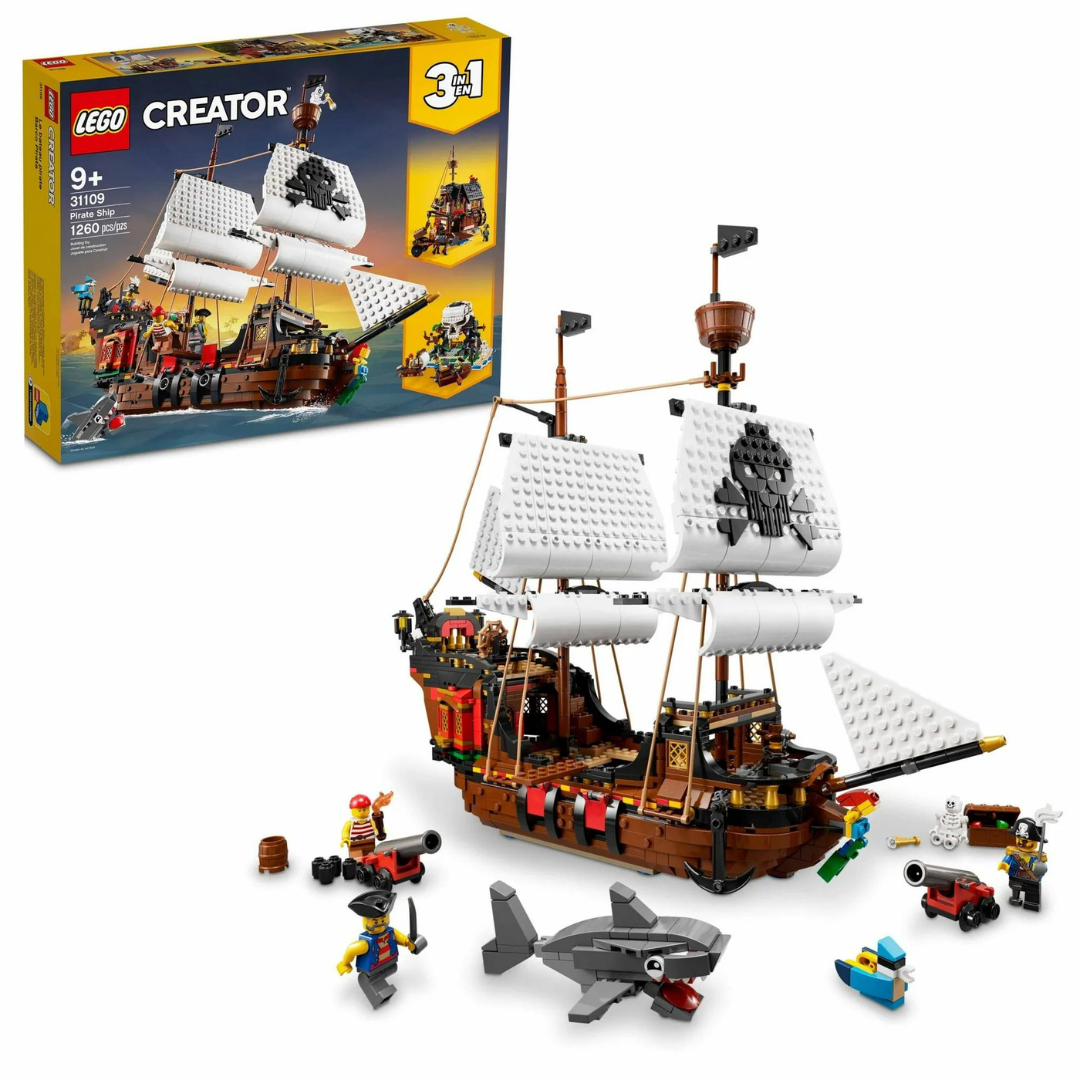 1260-Pieces Lego Creator 3-in-1 Pirate Ship 31109 Building Playset