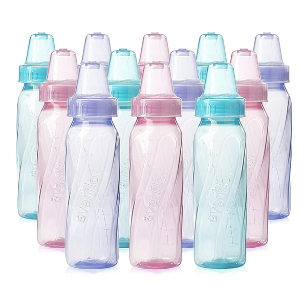 12-Pack Evenflo Feeding 8Oz Classic Tinted Plastic And Silicone Baby Bottles