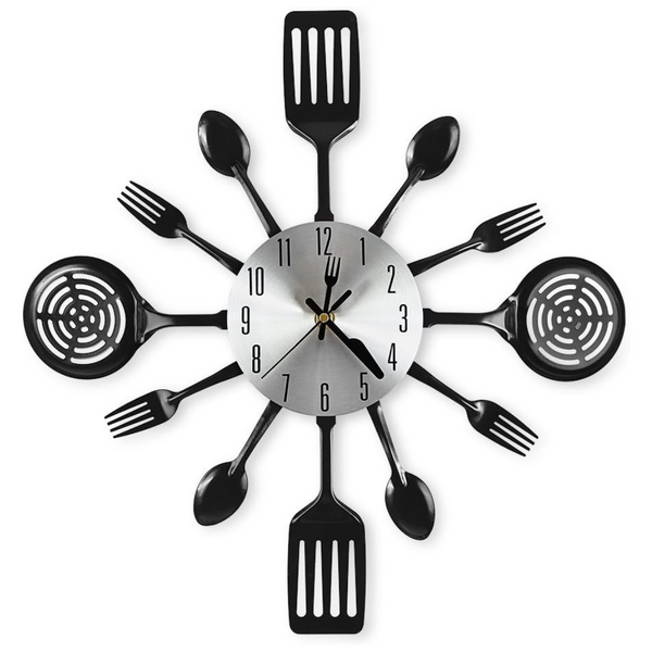 Cigera 16" Large Kitchen Wall Clocks With Spoons And Forks (3 Colors)