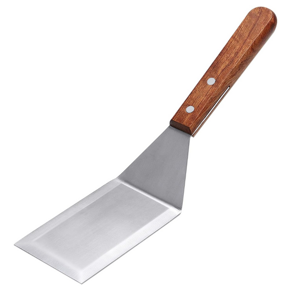 Stainless Steel Small Metal Spatula W/ Strong Wooden Handle (11" x 2.8")