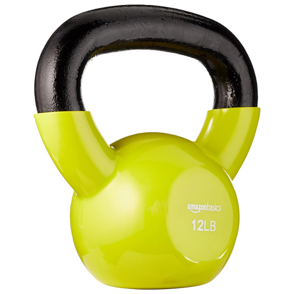 Amazon Basics Vinyl Coated Cast Iron Kettlebell, 12 Pounds