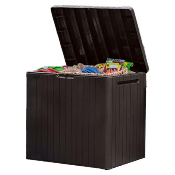 Keter City 30 Gallon Resin Deck Box For Patio Furniture