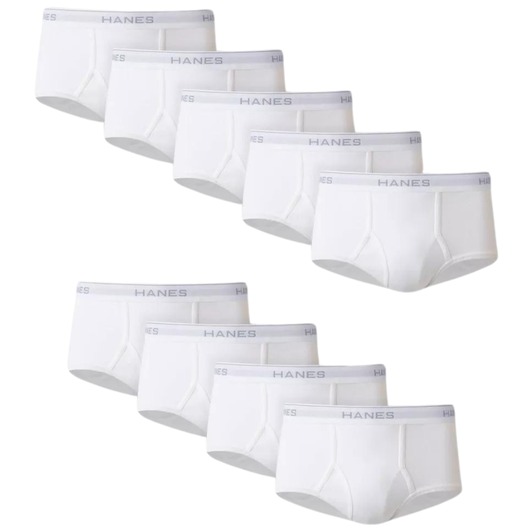 9-Pack Hanes Men's Tagless White Briefs