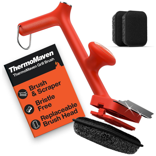 ThermoMaven Grill Brush With Scraper & 3 Replaceable Brush Heads