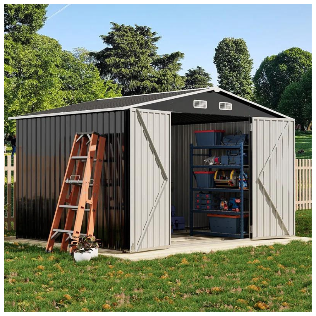 JolyDale 10 ft. W x 8 ft. D Metal Storage Shed With Frame Kit