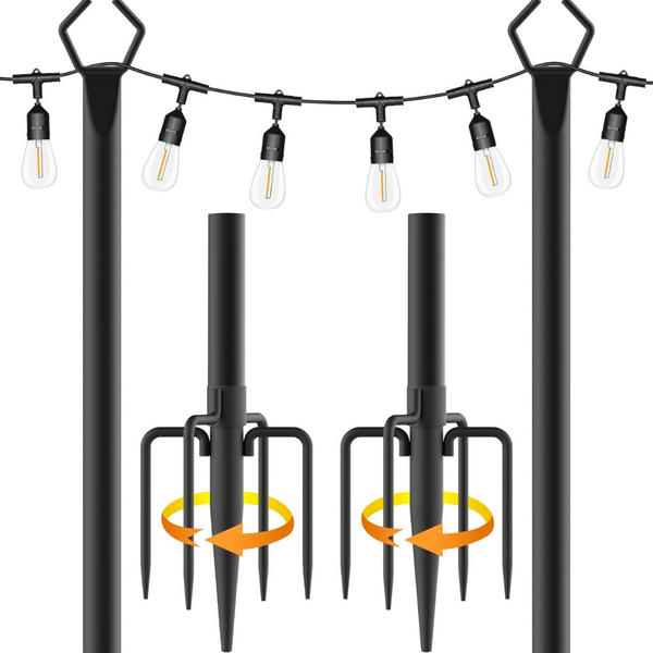 2-Pack 10ft Metal Poles With Fork For Outdoor String Lights