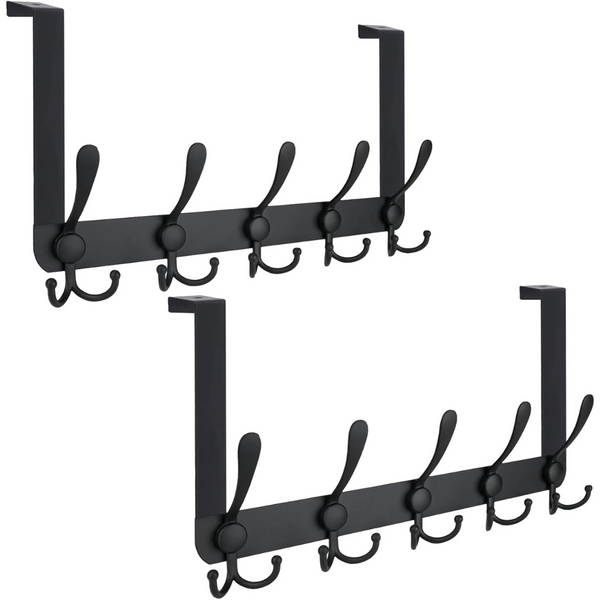 2-Pack Ticonn 5 Heavy Duty Over The Door Hooks Coat Hanger Rack