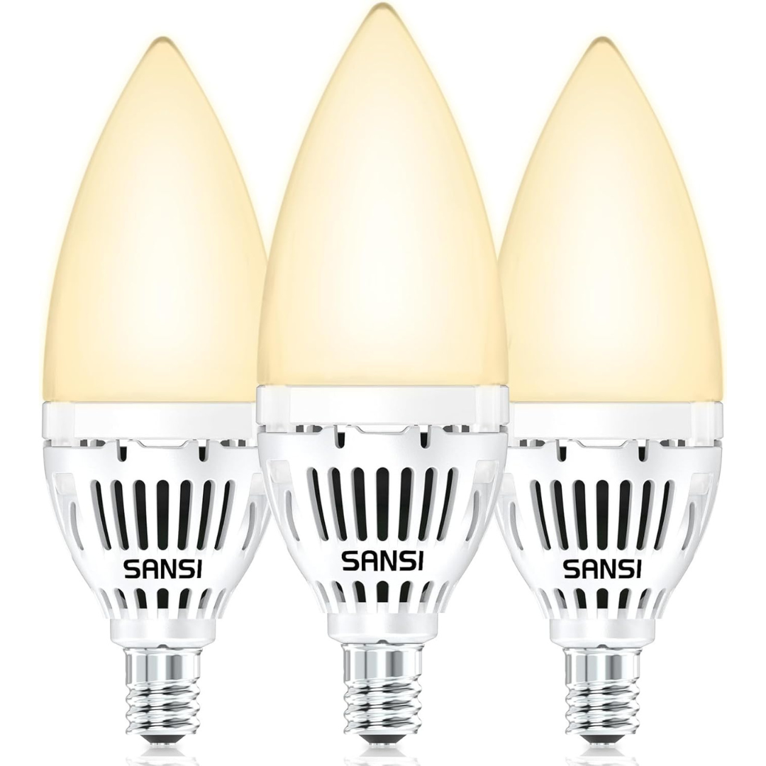 3-Pack Sansi E12 Candelabra 45w 600 Lumens Led Light Bulbs