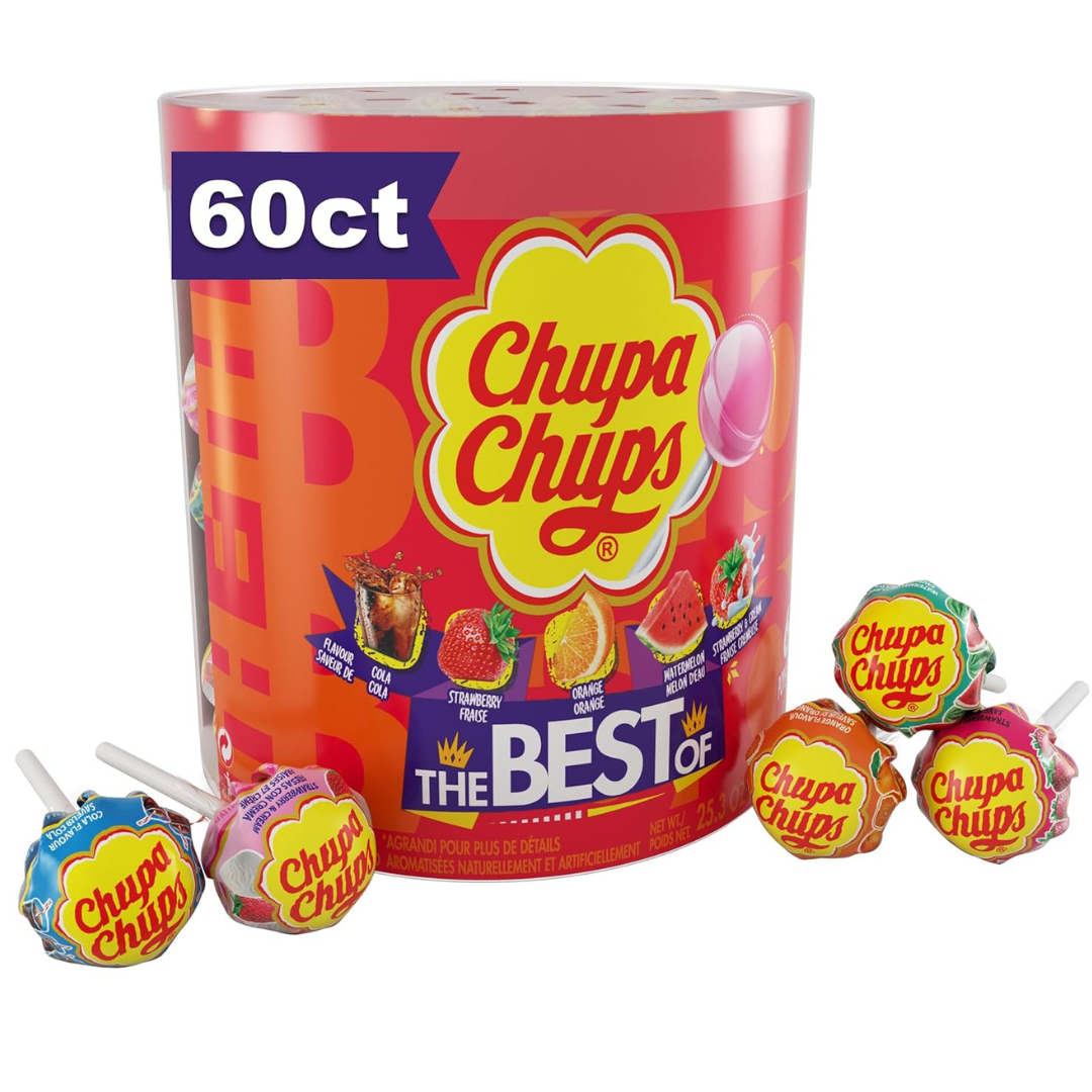 60-Count Chupa Chups Lollipops Drum Display Candy