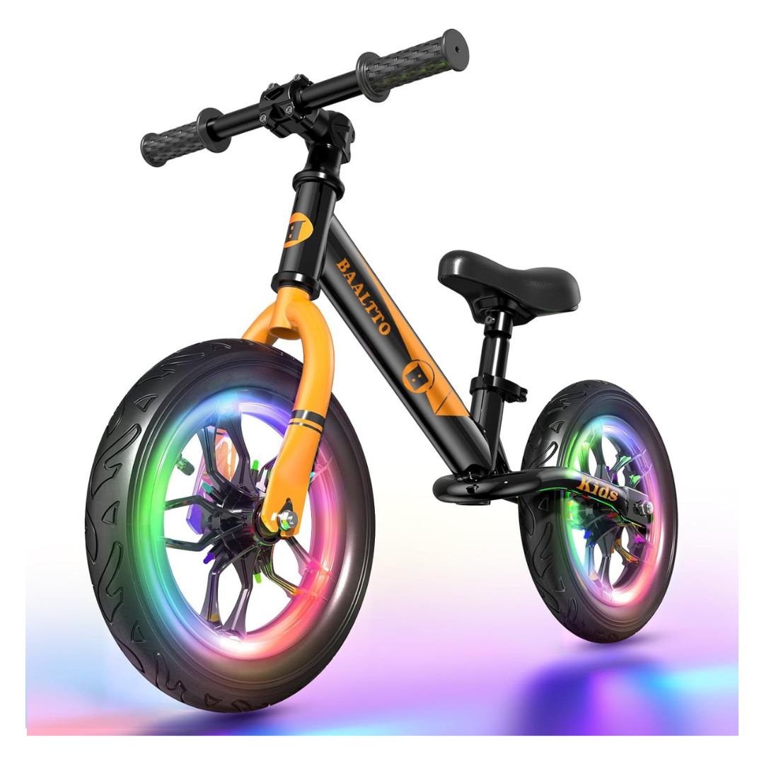Baaltto 12" Rubber Tires Metallic Paint Balance Bike With Colorful Lights
