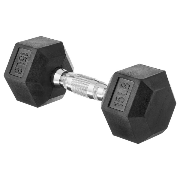 Amazon Basics Rubber Encased Exercise & Fitness Hex Dumbbell, 15 pounds