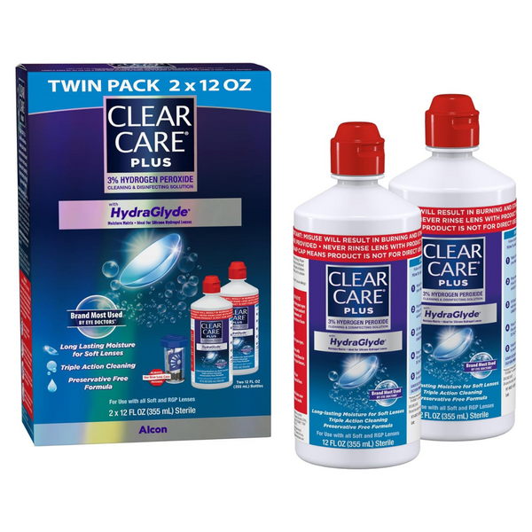 2-Pack Clear Care Plus Cleaning Solution With Lens Case 12-Ounce