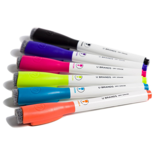 6-Set U Brands Magnetic Dry Erase Markers With Erasers