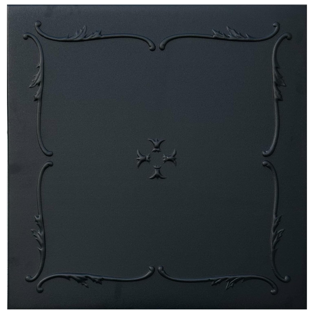 96-Pack 1.6ft x 1.6ft Decorative Foam Glue-Up Ceiling Tiles (Black Matte)