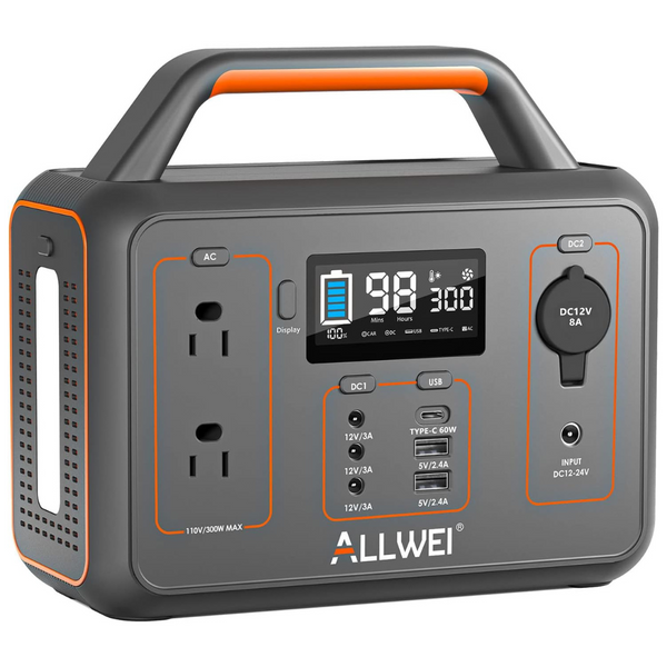 Allwei 280wh Portable Power Station With 300w (Peak 600w)