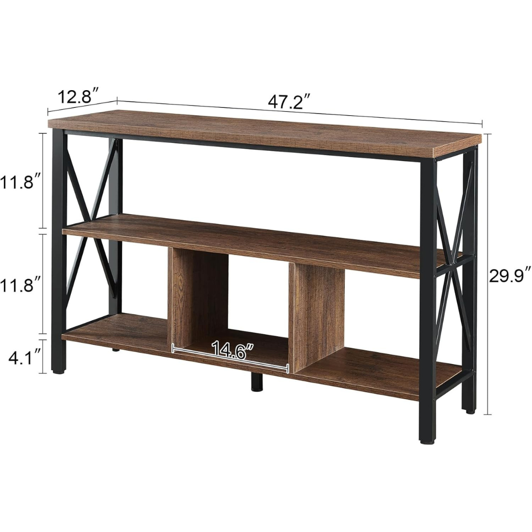 Hombazaar 3-Tier 47" Rustic Entryway Console Table