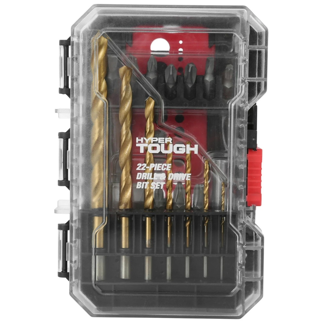 Hyper Tough 22-Piece Titanium Coated Drill Bit And Drive Bit Set