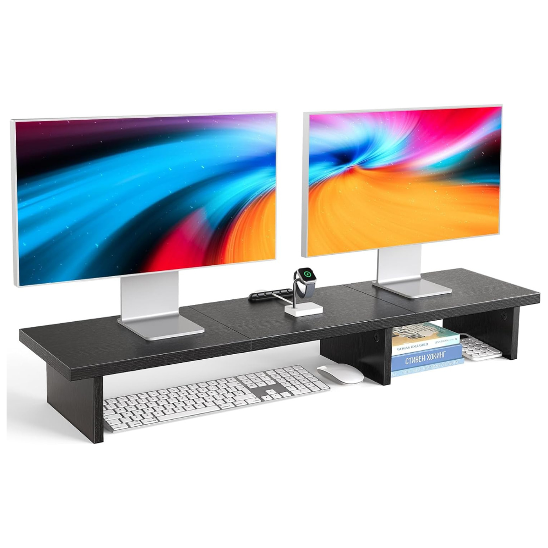 Dual Monitor Stand Riser With Cable Clip