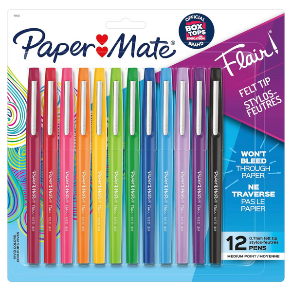 12-Count Paper Mate 0.7mm Flair Felt Tip Pens