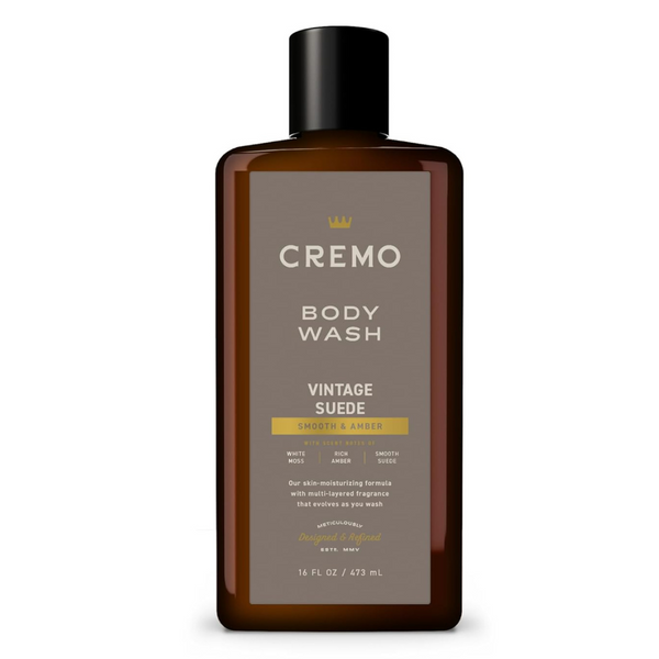 Cremo Rich-Lathering Vintage Suede Body Wash, 16 Fl Oz