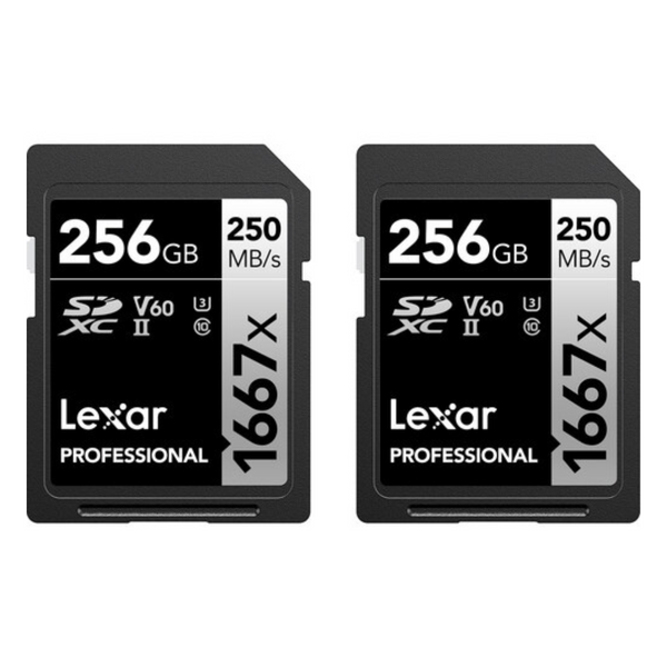 2-Pack Lexar 256GB Professional UHS-II / U3 1666x SDXC Memory Card