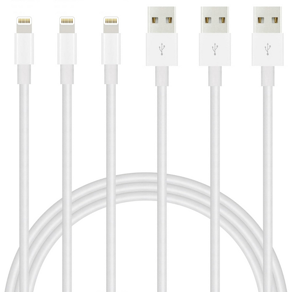 3-Packs Apple MFi Certified Premium USB Charging Cord (Various)