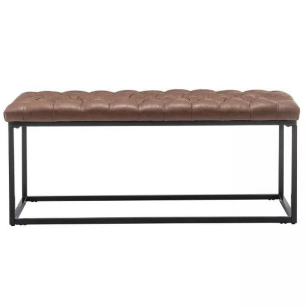 42" Rectangle Bench with Button Tufting & Metal Base (3 Colors)