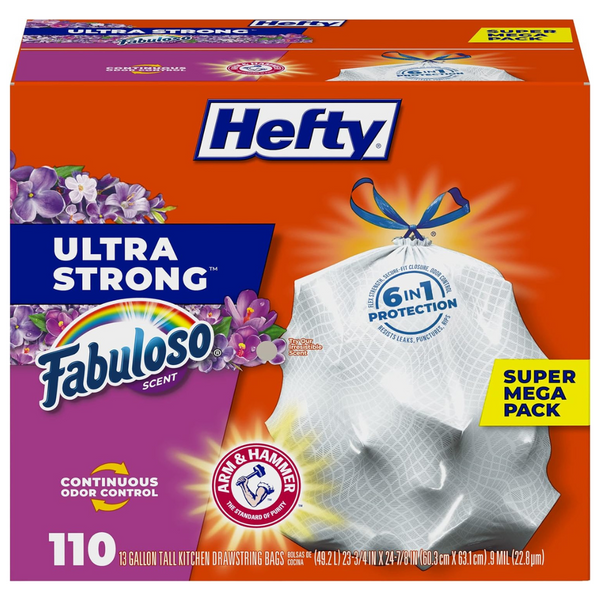 110-Count Hefty Ultra Strong Tall Kitchen Trash Bags, Fabuloso Scent