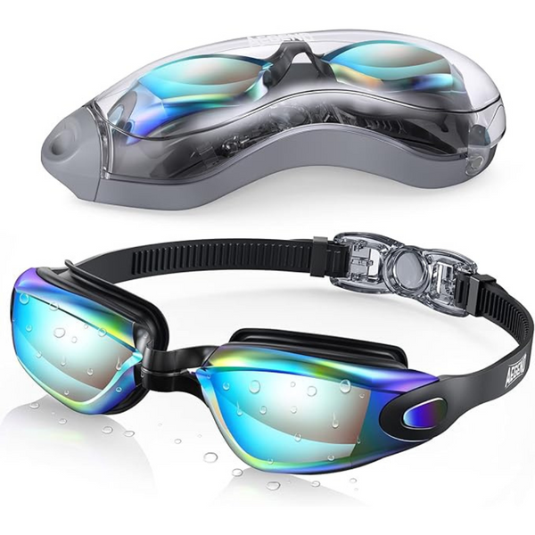 Aegend Swim Goggles With Free Protection Case (Aqua)