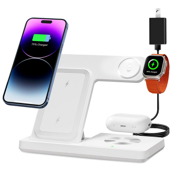 3-In-1 Multi Devices Wireless Charging Station W/ Adapter (2 Colors)