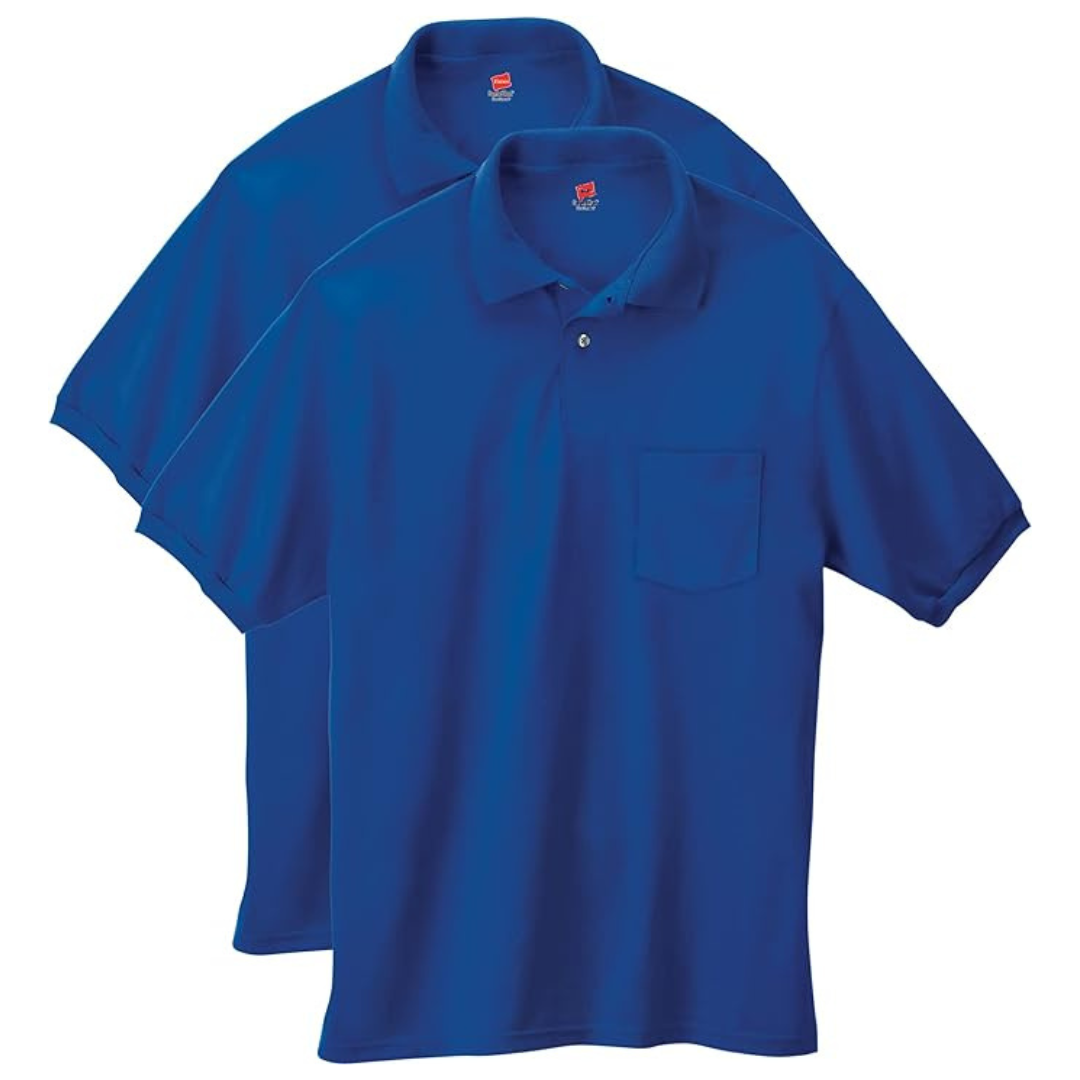 2-Pack Hanes Men's EcoSmart Short-Sleeve Polo Shirts