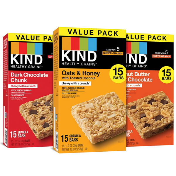 45-Count (3 x 15ct) Kind Healthy Grains Bars Variety Pack