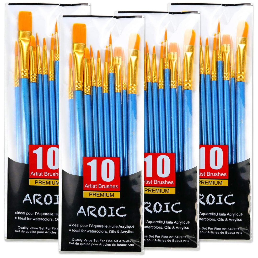 4-Pack Acrylic Nylon Hair Paint Brush Set